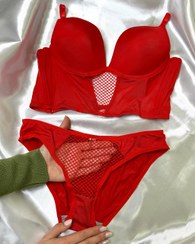 تصویر ست شورت و سوتین زنانه اسفنجی پایه بلند 