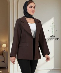تصویر کت زنانه جلوباز قهوه ای تیره 