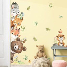 تصویر برچسب دیواری اتاق کودک - حیوانات جنگل - کد W283 - ارتفاع 100 - عرض 35 