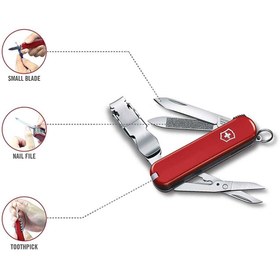 تصویر چاقو ویکتورینوکس VICTORINOX سوئیس اورجینال مدل: نایل کلیپ 580 رد – کد: 0.6463 Nail Clip 580 red 0.6463 