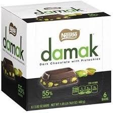 تصویر شکلات تلخ پسته ای داماک نستله 60گرمی Nestle Damak Dark Chocolate with Pistachios 