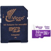 تصویر کارت حافظه microSDHC ویکومن مدل 533X کلاس 10 استاندارد UHS-I U1 سرعت 80MBps ظرفیت 32 گیگابایت به همراه کارت خوان 