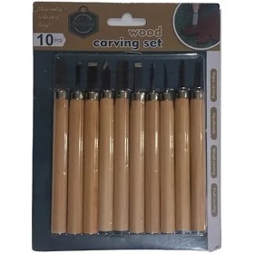 تصویر ست 10 عددی مغار دسته چوبی 