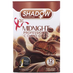 تصویر کاندوم میدنایت تاخیری خاردار شیاردار قهوه 12تایی شادو Shadow Midnight Professional Condom 12pcs