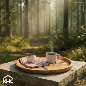 تصویر سینی گرد چوبی قطر 30 سانت 