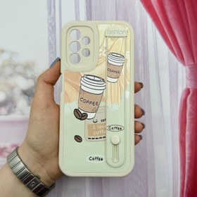 تصویر قاب گوشی Galaxy A13 4G / Galaxy A04S چرمی سیلیکونی دستبندی اورجینال Fashion محافظ لنز دار طرح coffee کد 70719 