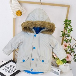 تصویر کاپشن گرم بچه گانه کلاه دار وارداتی 3 لایه طوسی مارک پپکو Pepco baby warm hooded coat 
