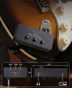 تصویر گیتار پری امپ flatsons miniature headphone guitar amp F1R Mini Guitar Headphone Amp, Distortion Timbre Electric Guitar Headphone Amplifier with 3.5mm Earbud/AUX Jack, Classic Rock Tone Portable Amp for Silent Practice Indoor Travel Night