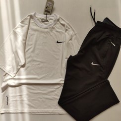 تصویر ست تیشرت و شلوار نخی راحتی مردانه 