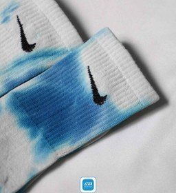 تصویر جوراب نایک پنبه ای تای دای آبی روشن Light Blue Tie Dye Sock