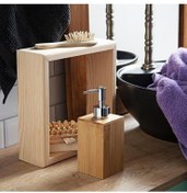 تصویر جا مایع دستشویی دستگاه پخش کننده صابون مایع بامبو قهوه ای ای انگلیش هوم 