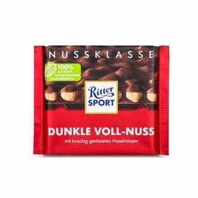 تصویر شکلات تلخ آلمانی ریتر اسپرت Ritter Sport حاوی فندق کامل برشته شده 100 گرم (سفارش روسیه) 