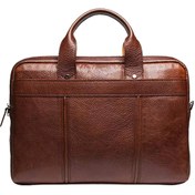 تصویر کیف لپ تاپی و اداری چرم طبیعی گاوی مدل دلوین - مشکی Cow leather laptop and office bag DELVIN model