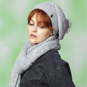 تصویر ست شال و کلاه بافتنی سام داخل خز 414 