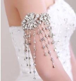 تصویر دستبند زیرکن با طراحی ژاپنی و کره ای، جواهرات مصنوعی و پولک دوزی Bracelet Arm Wedding Jewelry Wedding Jewelry