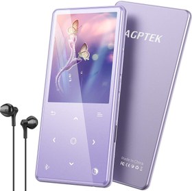 تصویر MP3 Player with Bluetooth 5.0, AGPTEK Portable Music Player with Speaker 2.4 Inch Large Screen 16GB Lossless Audio Player Support FM Radio Recordings Up to 128GB TFT Card, Purple 