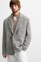 تصویر کت مردانه زارا TEXTURED DOUBLE-BREASTED BLAZER 