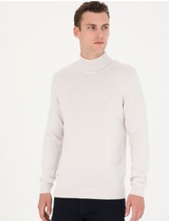 تصویر بافت و پلیور Pierre Cardin اورجینال مردانه پیرکاردین 902827 Stone Slim Fit Turtleneck Basic Knitwear Sweater 50276162-VR049 