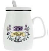 تصویر ماگ سرامیکی دردار سفید بنفش Vintage 