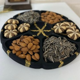 تصویر آجیل خوری و مزه خوری سنگ مصنوعی ۷خانه - قهوه ای / طلایی 