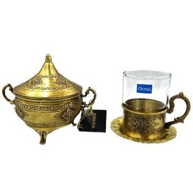 تصویر قندان طرح رز پیوتر رنگ برنجی 