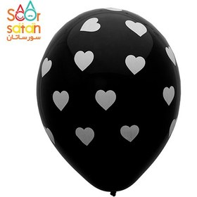 تصویر بادکنک مشکی قلب سفید 