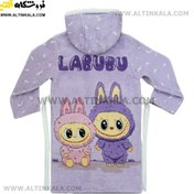 تصویر حوله پالتویی کودک پودایران طرح لبوبو بنفش سایز 100 