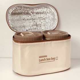 تصویر لانچ باکس ۴تایی با کاور، داخل ظرف جنس استیل، بدنه پلاستیک فشرده 