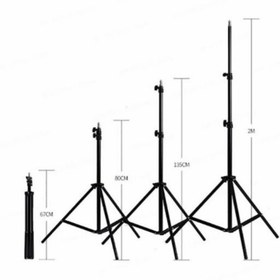 تصویر سه پایه 2 متری رینگ لایت و دوربین عکاسی با قابلیت تنطیم ارتفاع تا 2 متر(بدنه محکم و استاندارد و ضد لغزش) 