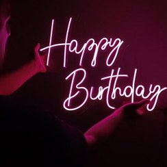 تصویر تابلو نئون تولدت مبارک (هپی برثدی) 11 رنگ دلخواه و 36ماه گارانتی سایز کوچک (happy birthday) 