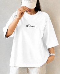 تصویر تیشرت لانگ زنانه home نخ پنبه درجه یک رنگ سبز 