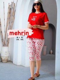 تصویر ست تیشرت شلوارک برمودا طرح توت فرنگی سایزبندی و رنگبندی متنوع 