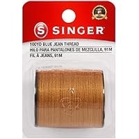 تصویر SINGER 67120 نخ آبی ژان ، 100 حیاط ، طلای قدیمی SINGER 67120 Blue Jean Thread, 100 Yards, Old Gold