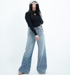 تصویر شلوار جین فلر بگ دریایی تا سایز خیلی بزرگ 