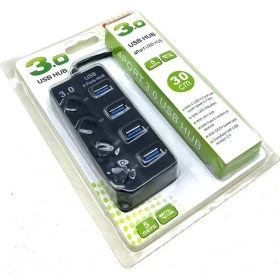 تصویر هاب ۴ پورت USB 3.0 کلید دار سرعت بالا (5Gbps) – کابل ۳۰ سانت 