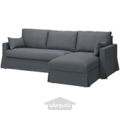 تصویر مبل راحتی 3 نفره با شزلون، سمت راست ایکیا مدل IKEA HYLTARP رنگ خاکستری گرانسل 