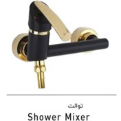 تصویر شیر اهرمی توالت مشکی طلایی مدل آرتین artin black gold shower mixer