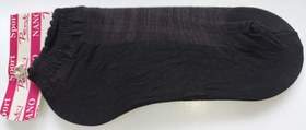 تصویر جوراب قایقی زنانه رنگ مشکی کفه دار مچی - مشکی Women's boat socks in black color with cuffs