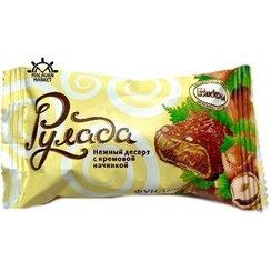 تصویر شکلات دسر روسی رولادا ( دوبریانکا ) مغز فندق و خامه و روکش ویفر آکوند یک کیلوگرم Akkond roulada РУЛА 