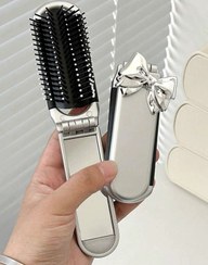 تصویر شونه اینه جیبی 1pc Portable Silver Bowknot Comb Body Care For Travel,Outdoor,Sport,Office,School,Hair Clips,Hair Accessaries, Back To School Supplies