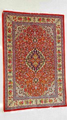 تصویر فرش دستباف زرع و نیم کرک پشم قم Handmade qom wool rug