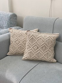 تصویر کوسن مکرومه بافی 