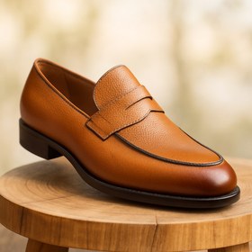 تصویر کالج چرم مردانه - عسلی / 41 