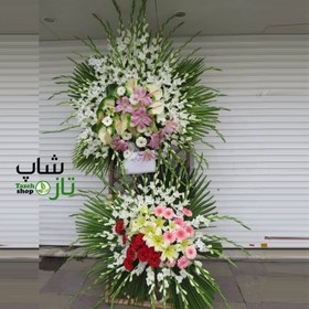 تصویر تاج گل ترحیم دو طبقه 3 متری (ارسال تاج گل به تهران و کرج) 