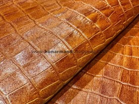 تصویر چرم گاوی طرح روکو رنگ عسلی 