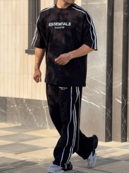 تصویر ست تیشرت شلوار بگ‌استایل پنبه دو نخ سایز ۲XL مشکی 