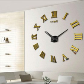 تصویر ساعت دیواری فانتزی مدل لئوناردو (طلایی و نقره ای) 