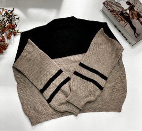 تصویر بافت میکس زنانه گرم بالا وارداتی - کرم یقه قایقی / Xl 