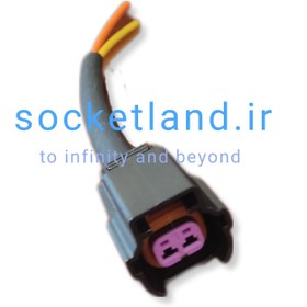 تصویر سوکت دو فیش بیضی پلی آمید سیم خودرویی سرسیم آلیاژی socket