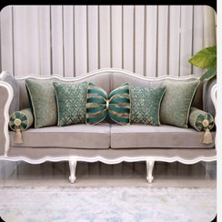 تصویر ست ۷ تایی کوسن مبل طرح خاتون سبز 